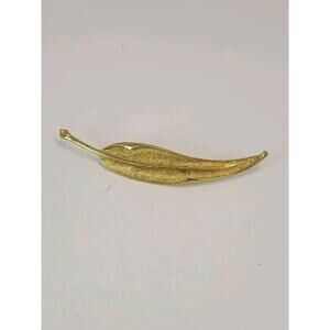 Vintage Elizabeth Morrey Signed Leaf Brooch Pin Goldtone Jewelry 4.25" Large